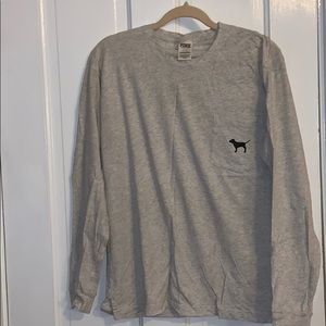 PINK heather grey long sleeve shirt